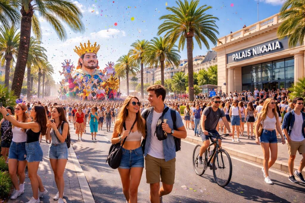 Les loisirs pour jeunes à Nice avec le Carnaval, la Promenade des Anglais et le Palais Nikaïa